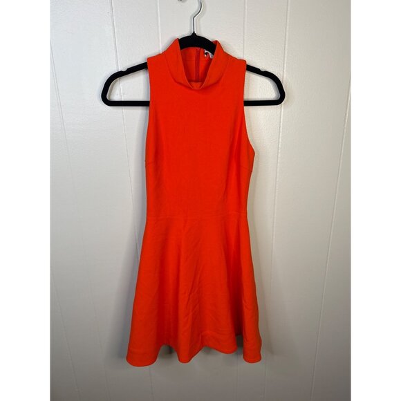 Elizabeth & James Orange Sleeveless Fit & Flare Dress Size 2 Polyester Viscose B - Picture 2 of 6